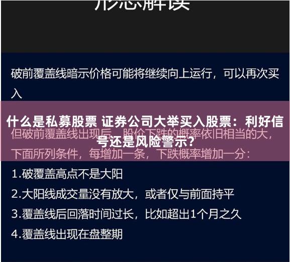 什么是私募股票 证券公司大举买入股票：利好信号还是风险警示？